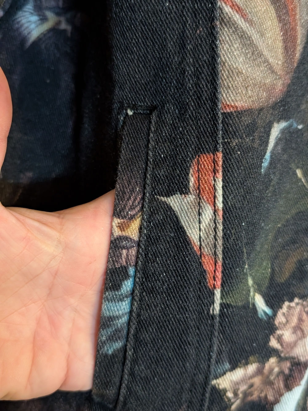 MNML Black Floral Print Denim Jacket - Picture 5 of 11